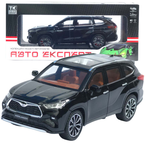 Машинка метал Toyota Highlander АвтоЕксперт чорна 1:24 світло звук відкр двері капот багажник (1980-08)