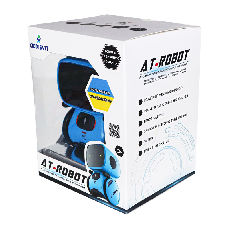 Интерактивный  робот з голосовым управлением  Kiddisvit– AT-Rоbot, синий, укр., 10x10x13 см, AT001-05-UKR