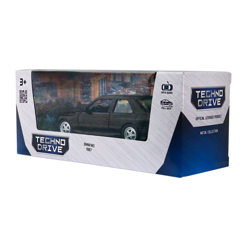 Машинка металева BMW M3 1987 БМВ чорна 1:43 відчинені двері 13*6*5см (250395U)