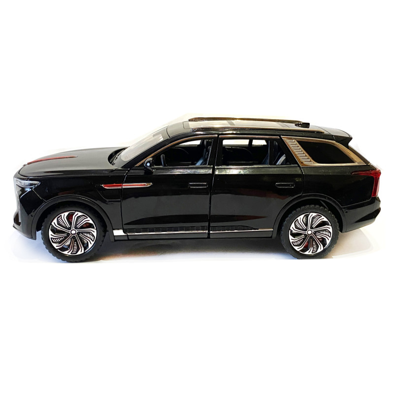 Машинка металева дитяча електромобіль Hongqi E-HS9, чорний, Автоексперт, 1:24, світло, інерція, відкриваються двері, багажник, капот, 21*8*7см (GT - 01816)