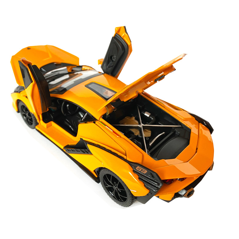 Іграшкова машинка металева Lamborghini Sian, Ламборгіні, жовтий, звук, світло, інерція, відкр двері, багажник, капот, Автоексперт, 1:32,15,5*7*5см (ТК-10517)