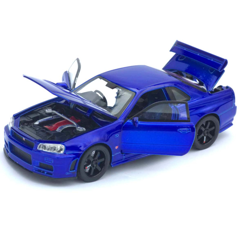 Машинка метал Nissan Skyline GT-R синя 1:32 світло звук інерція відч двері капот багаж (TK-13306)