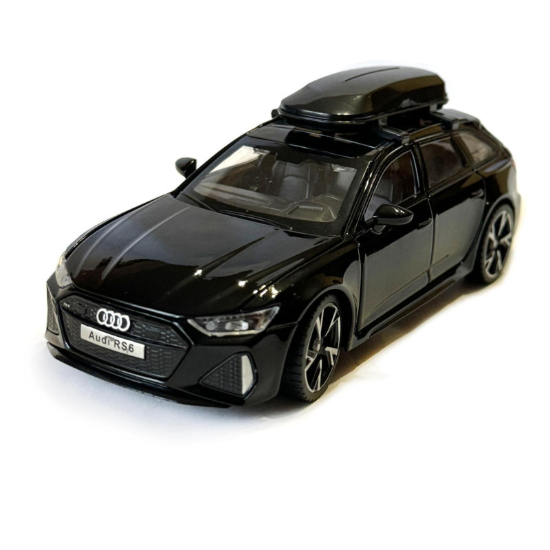 Іграшкова машинка металева Audi RS6 ауді чорна звук світло відкр двері багажник капот багажник Автосвіт 1:32, 15*7*5см (AP-2092)