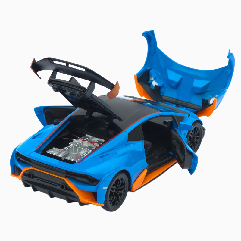 Машинка метал Lamborghini Huracan STO блакитна 1:24 звук світло відчин двері капот багажник (2511-98)
