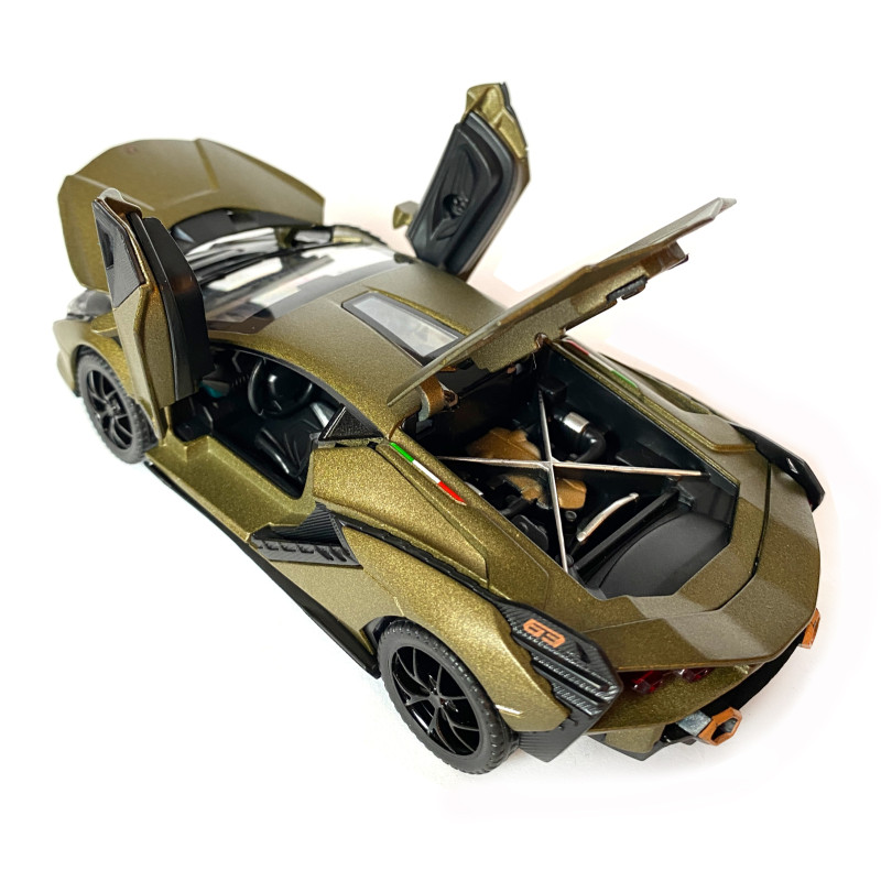 Іграшкова машинка металева Lamborghini Sian, Ламборгіні сіан, зелений, звук, світло, інерція, відкр двері, багажник, капот, Автоексперт, 1:32,15,5*7*5см (ТК-10517)