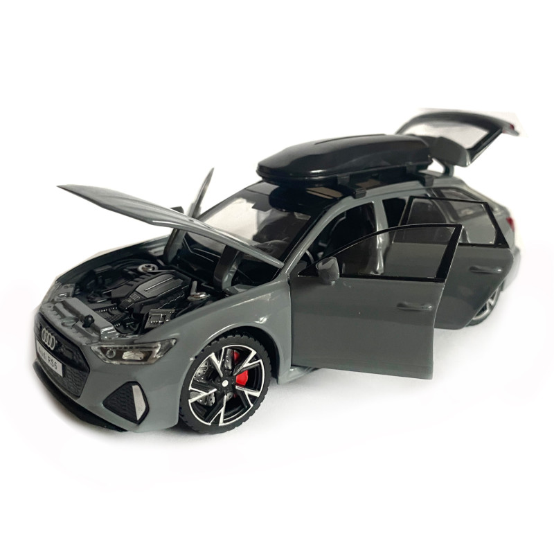 Іграшкова машинка металева Audi RS6, ауді, сіра, звук, світло, відкр двері, багажник, капот, Автоексперт, 1:32, 15*7*5см (ТК-10206/97056)