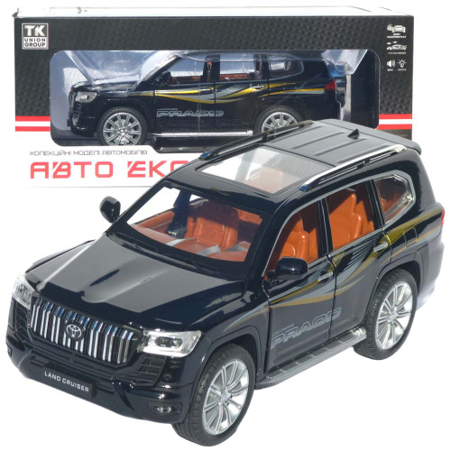 Машинка метал Toyota Land Cruiser Prado АвтоЕксперт чорна 1:24 звук світло відк двері капот багажник (1200-57)