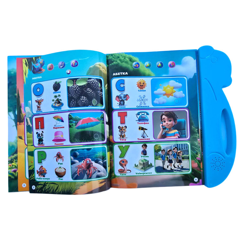 Інтерактивна книга Чарівний вімельбух WToys укр мова 10 тем цифри абетка скоромовки пісні іспит (35818)