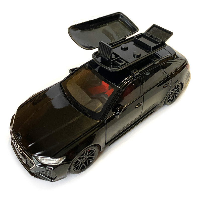 Машинка металева Audi RS6 ауді чорна 1:24 світло інерція відкриваються двері багажник капот резина колеса 21*8*8см (AP-2070)