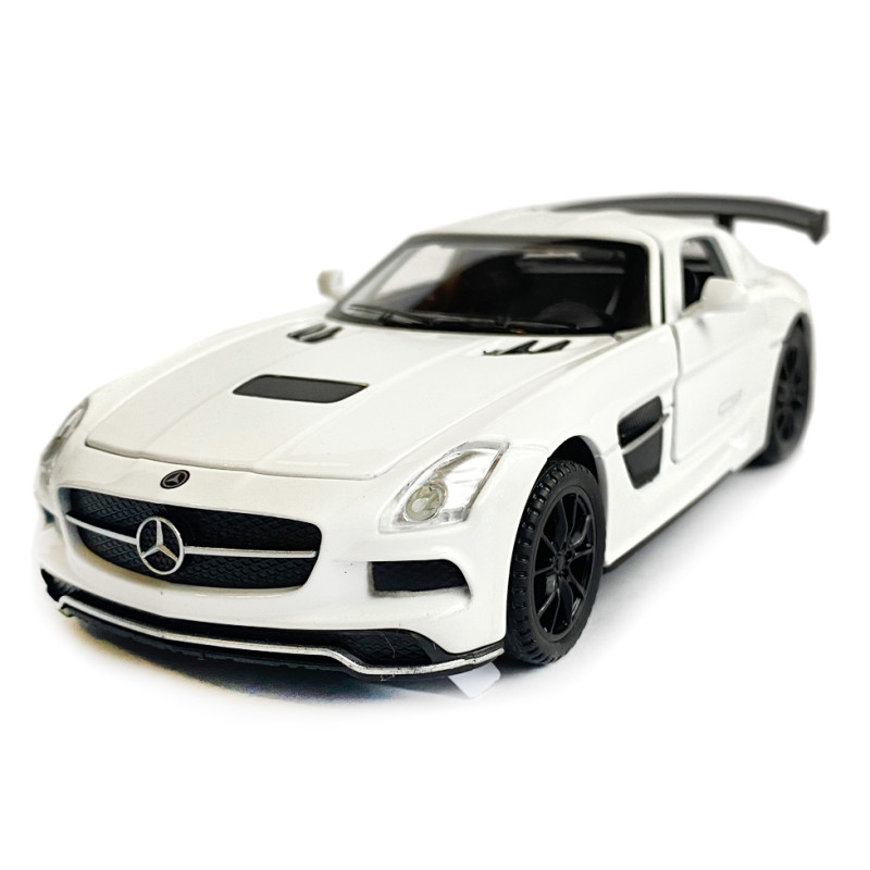 Іграшкова машинка металева Mercedes-AMG GT Black Series АвтоЕксперт, біла, звук, світло, інерція, відкр. двері, капот, багажник, 15*6*5 см (87036)