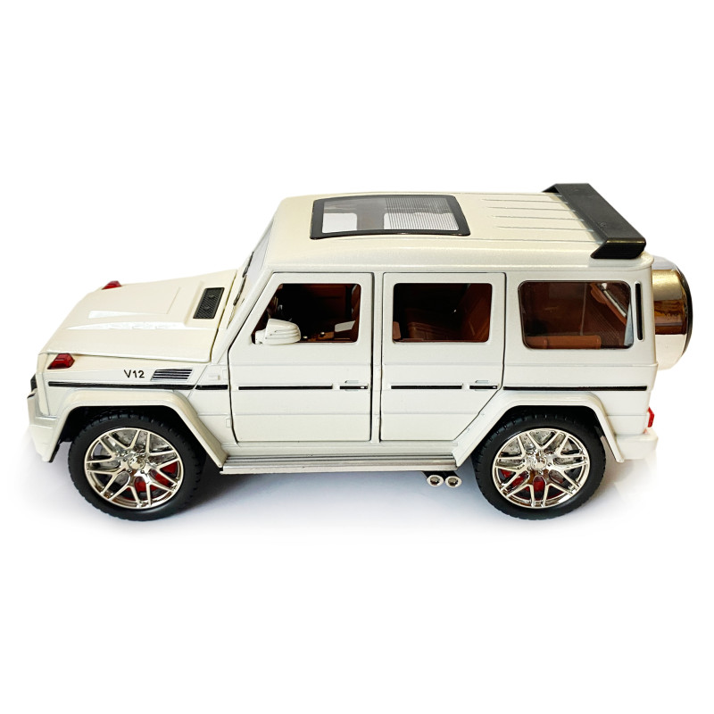 Машинка металева дитяча Mercedes-Benz G63 Мерседес Гелендваген, білий, Автоексперт, 1:24, світло, інерція, відкриваються двері, багажник, капот, 22*7*9,5см (GT - 08116)