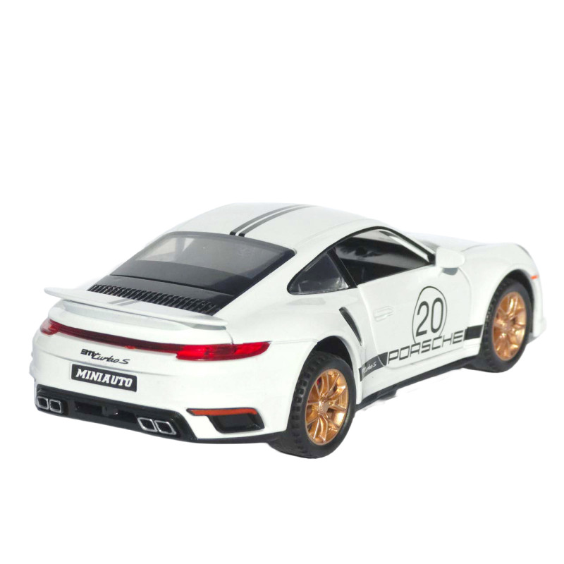 Машинка металева Porsche 911 Turbo S АвтоЕксперт біла звук світло інерція 15*6*4 см (LF-39078)