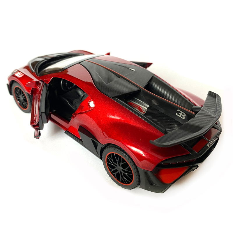 Іграшкова машинка металева Bugatti Divo, Бугатті, червона, звук, світло, інерція, відкр двері, Автоексперт, 1:32,15*7*5см (ТК-10063)