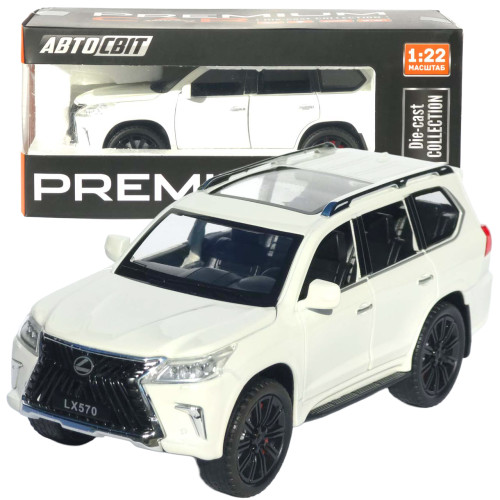 Машинка метал Lexus LX 570 АвтоСвіт біла 1:22 звук світло інерція 21*9*8 см (AP-1982)