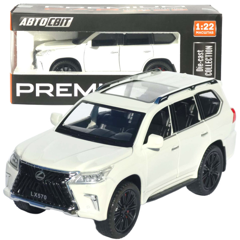 Машинка метал Lexus LX 570 АвтоСвіт біла 1:22 звук світло інерція 21*9*8 см (AP-1982)
