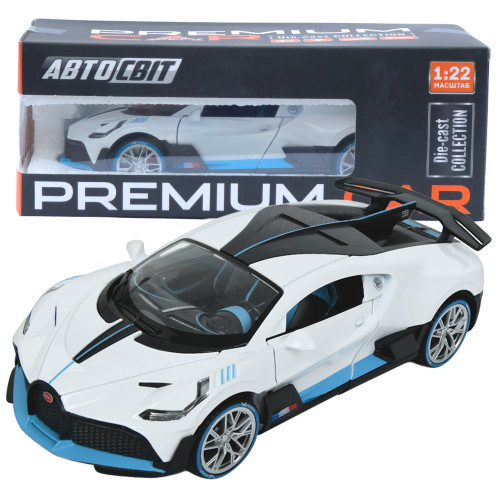 Машинка метал Bugatti Divo АвтоСвіт біла 1:22 світло звук інерція 20*10*5,5 см (AP-1978)