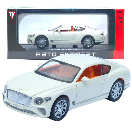 Машинка метал Bentley Continental GT АвтоЕксперт біла 1:24 звук світло відкр двері капот багажник (RS-93415)