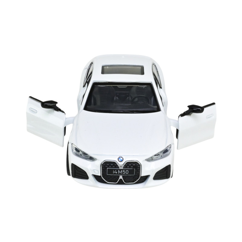 Машинка металева електро 1:34 BMW I4 M50 БМВ біла світло звук відкр двері 14*5,5*4см (68714)