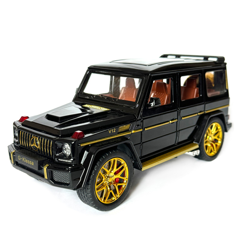 Машинка металева Mercedes-Benz G63 AMG Гелендваген (Гелік) мерседес чорний 1:24 світло, інерція, відкриваються двері, багажник, капот, 22*8*9,5см (AP- 1834)