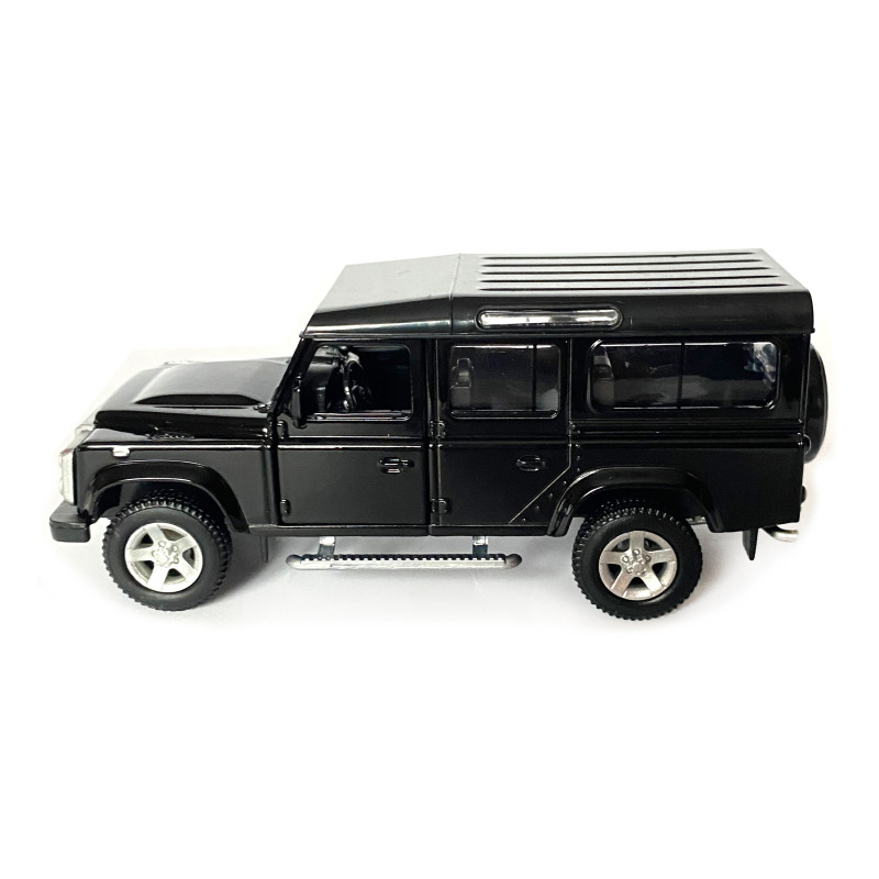Іграшкова машинка металева Land Rover Defender 110, ленд ровер, чорний, відкр двері, інерція, 5*13*5см (250341U)