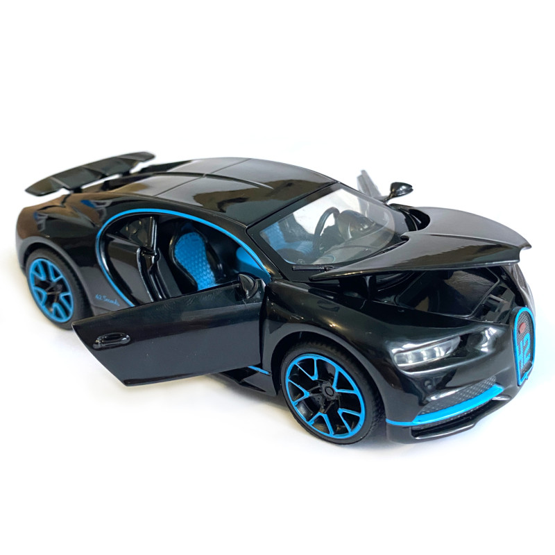 Ігрова машинка Бугатті Широн "Автопром" Bugatti Chiron (1:32) чорна. інерц., світ, звук, відкр. двері,14*6*5 см (LF - 83880)