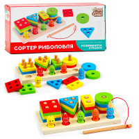 Деревянный сортер рыбалка, Fun Game, магнитная рыбалка, математический сортер, кор 22*6*11см (68672)