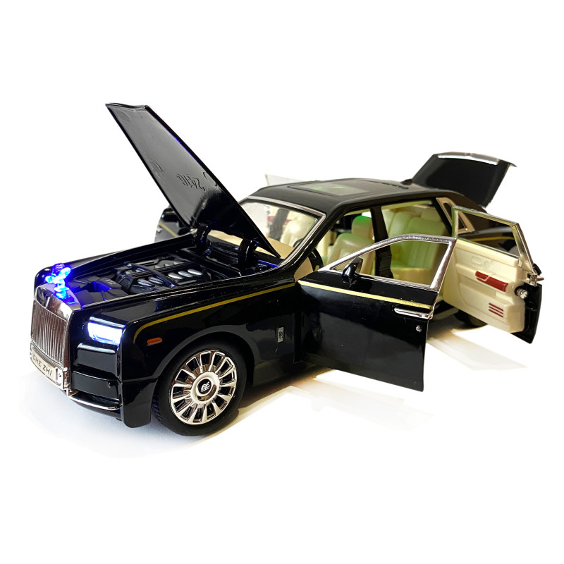 Машинка металева дитяча Rolls-Royce Ролс Ройс, чорний, Автоексперт, 1:24, світло, інерція, відкриваються двері, багажник, капот, 21*5*7см (GT - 09396)