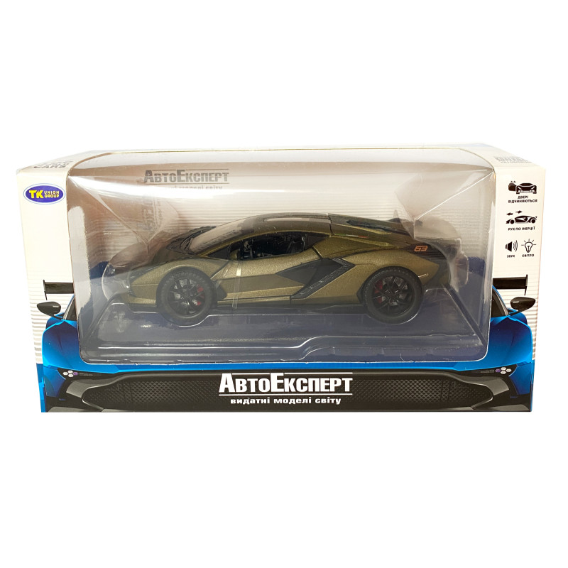 Іграшкова машинка металева Lamborghini Sian, Ламборгіні сіан, зелений, звук, світло, інерція, відкр двері, багажник, капот, Автоексперт, 1:32,15,5*7*5см (ТК-10517)