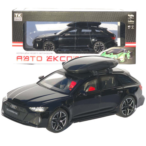 Машинка метал Audi RS6 Avant чорна 1:24 світло звук відкр двері капот багажник (1870-07)
