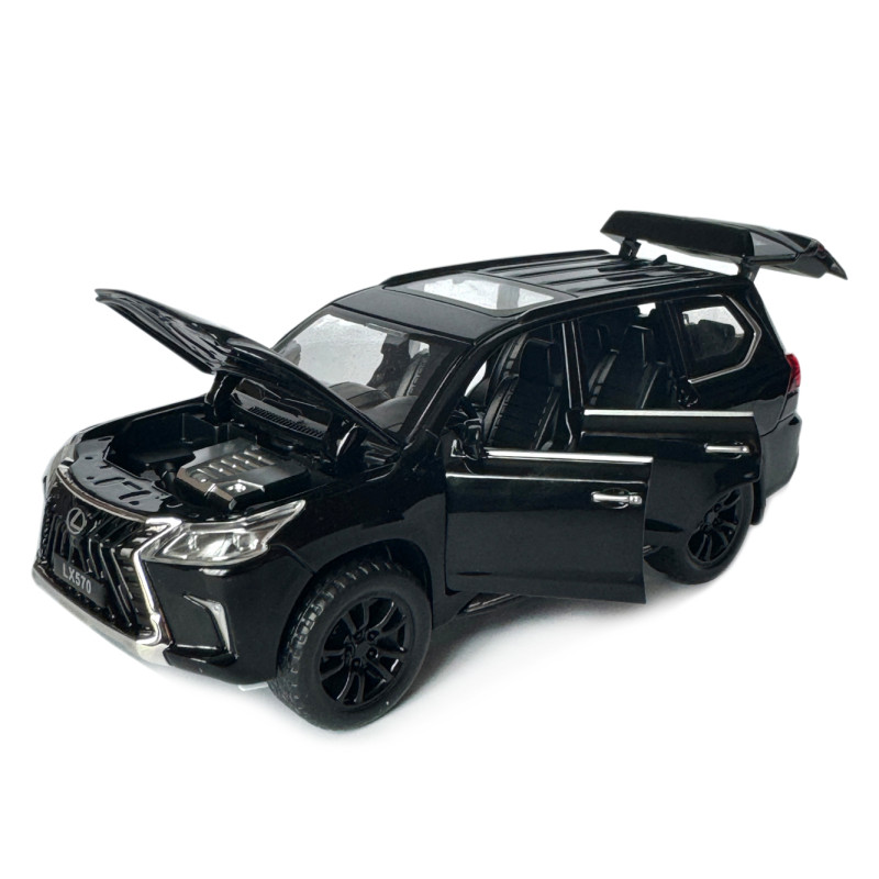 Машинка металева Lexus LX570 Лексус чорний 1:32 звук світло інерція відкр двері багажник капот гумові колеса 15,5*6*7см (AP-1810)