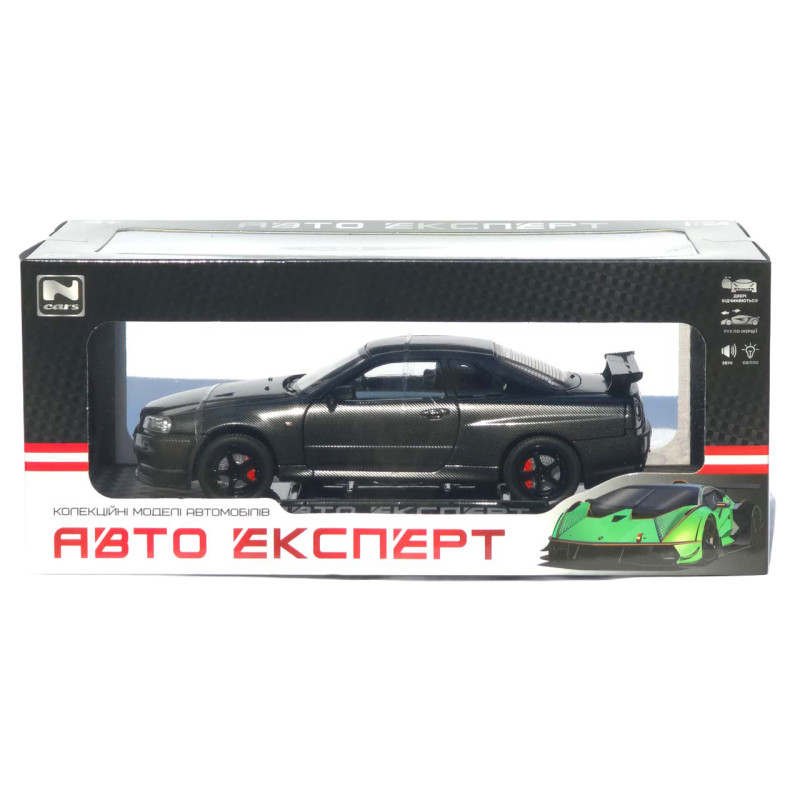 Машинка метал Nissan Skyline GT-R АвтоЕксперт карбон 1:24 звук світло інерція 21*8*6,5 см (G8317-48)