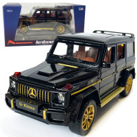 Машинка детская металлическая Mercedes-AMG G 63, мерседес, черный, Автоэксперт, 1:32, звук, свет, инерция, открываются двери багажник капот, 16,5*7*6см. (GT-05879)