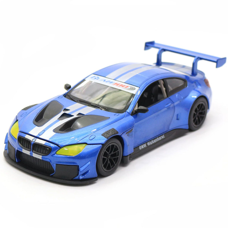 Дитяча машинка іграшкова Автопром «BMW M6 GT3» метал, 20 см, світло, звук, двері відчиняються, синя (68255B)