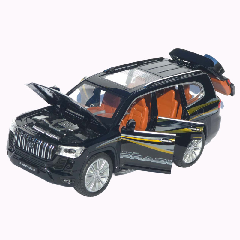 Машинка метал Toyota Land Cruiser Prado АвтоЕксперт чорна 1:24 звук світло відк двері капот багажник (1200-57)