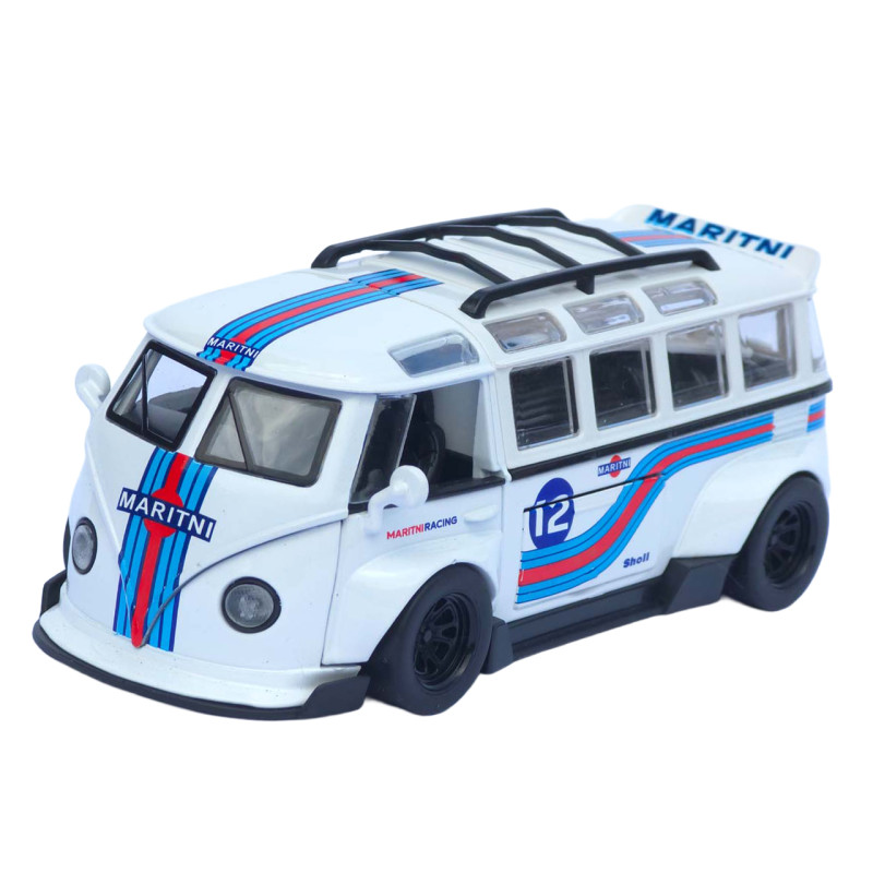 Машинка метал Volkswagen Type 2 VW кемпінг Bus біла Фольксваген 1:32 відкр двері баг звук світло (TK-19970)