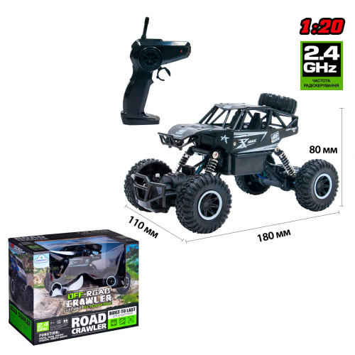 Машинка Off-road Crawler Rock Sport черная на радиоуправлении (1:20), пульт, аккум  18х11х8см (SL-110AB)