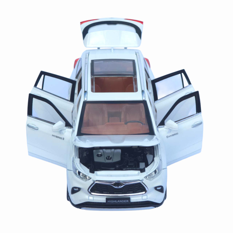 Машинка металл Toyota Highlander АвтоЭксперт белая 1:24 свет звук откр двери капот багажник (1980-08)
