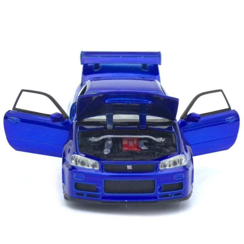 Машинка метал Nissan Skyline GT-R синя 1:32 світло звук інерція відч двері капот багаж (TK-13306)