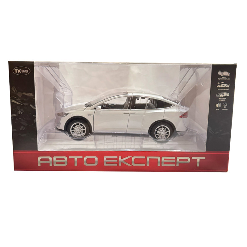 Машина металева Tesla Model 5 Тесла біла 1:22 світло звук відч двері баг капот 21*8*7см (RS-66012)