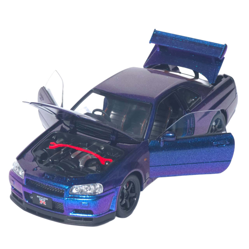 Машинка метал Nissan Skyline GT-R АвтоЕксперт перламутр 1:24 звук світло відкр двері капот багажник (1990-21)