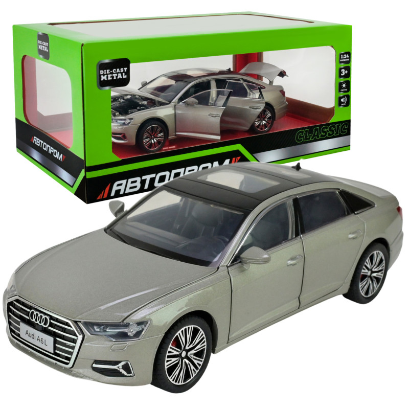 Машина метал AUDI A6L Ауді сіра 1:24 світло звук 20,5*8*7см (AP7754)