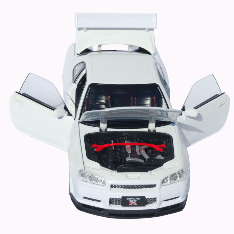 Машинка метал Nissan Skyline GT-R АвтоЕксперт біла 1:24 звук світло відкр двері капот багажник (1990-21)