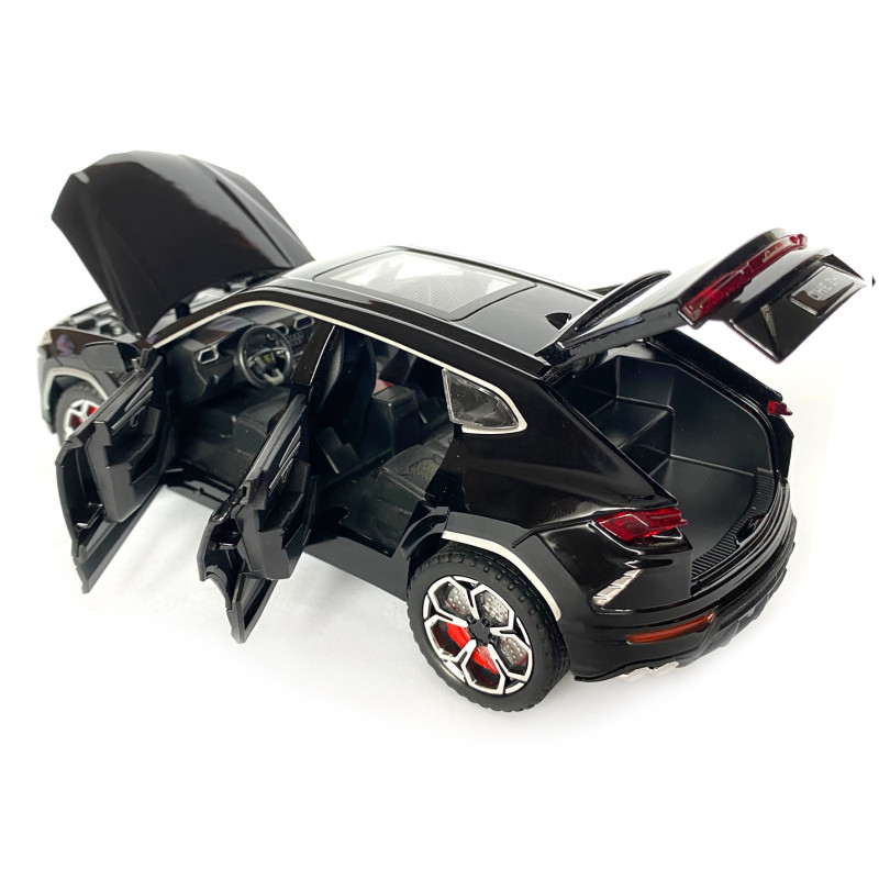 Машинка металева Lamborghini Urus, Ламборгіні Урус, Автоексперт, чорна, 1:24,метал, звук,світло,інерція,рухомі елементи, 21*6*8см (GT-06441)