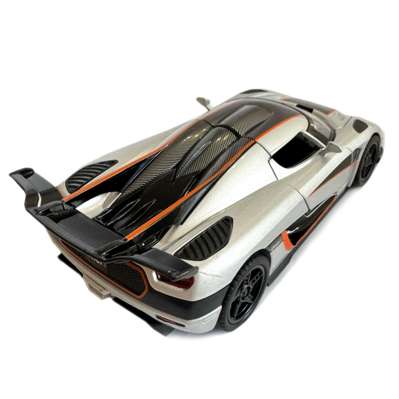 Машинка металева гіперкар Koenigsegg Agera 1:32 сіра звук світло інерція відкр двері баг капот  16*7*4см (DL-69005)