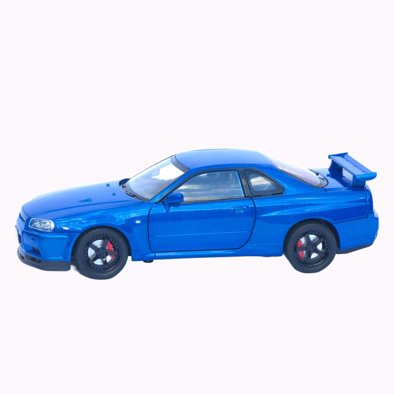 Машинка метал Nissan Skyline GT-R АвтоЕксперт синя 1:24 звук світло відкриваються двері капот багажник (1990-21)