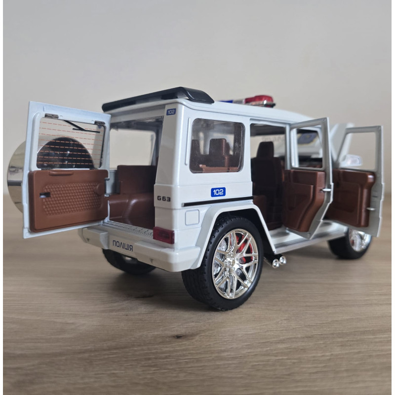 Машина металева поліція Mercedes-Benz G-Class Гелендваген Авто Експерт 1:24 світло звук інерція відч двері баг капот 21*8*9,5см (32968)