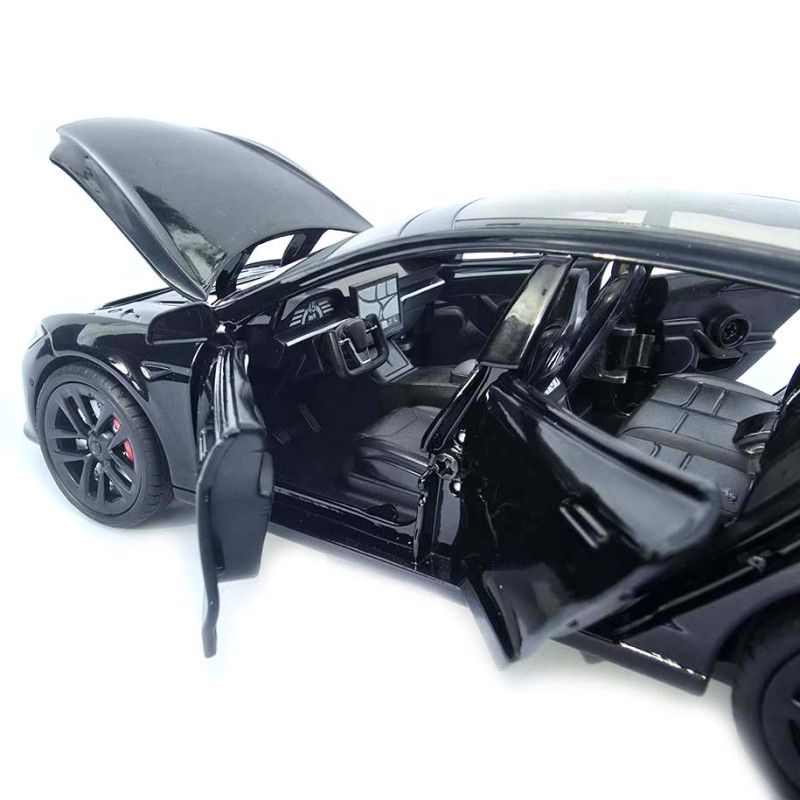 Машинка метал Tesla model S електрокар чорна Тесла 1:24 відкр двері баг капот звук світло 17,5*7,5*5,5см (EL 64077)