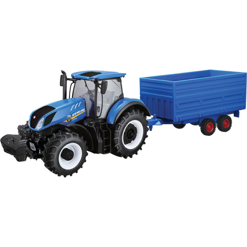 Спецтехника трактор New Holland T7.315 HD Bburago, 1:32, с прицепом, синий (18-44067)