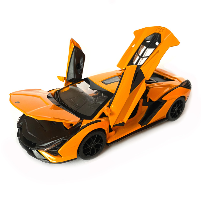Іграшкова машинка металева Lamborghini Sian, Ламборгіні, жовтий, звук, світло, інерція, відкр двері, багажник, капот, Автоексперт, 1:32,15,5*7*5см (ТК-10517)
