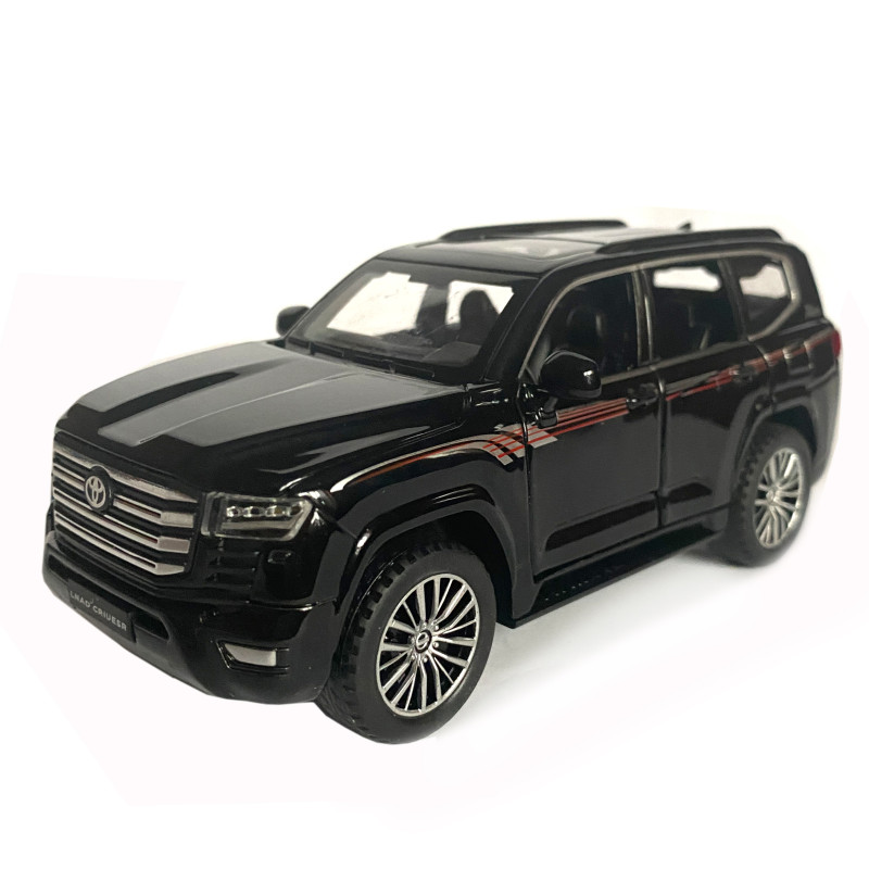 Іграшкова машинка металева Toyota Land Cruiser 300, тойота ленд крузер, чорний, звук, світло, інерція, відкр двері, багажник, капот, 1:32, 15*7*6см (ТК-18010/21497)